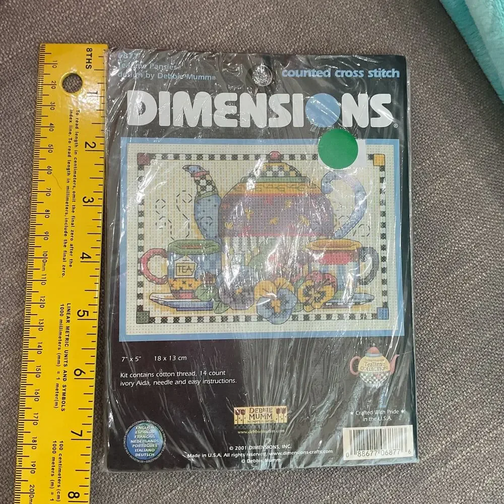 Dimensions Counted Cross Stitch 6877 Teatime Pansies 7 X 5 New - Picture 6 of 7